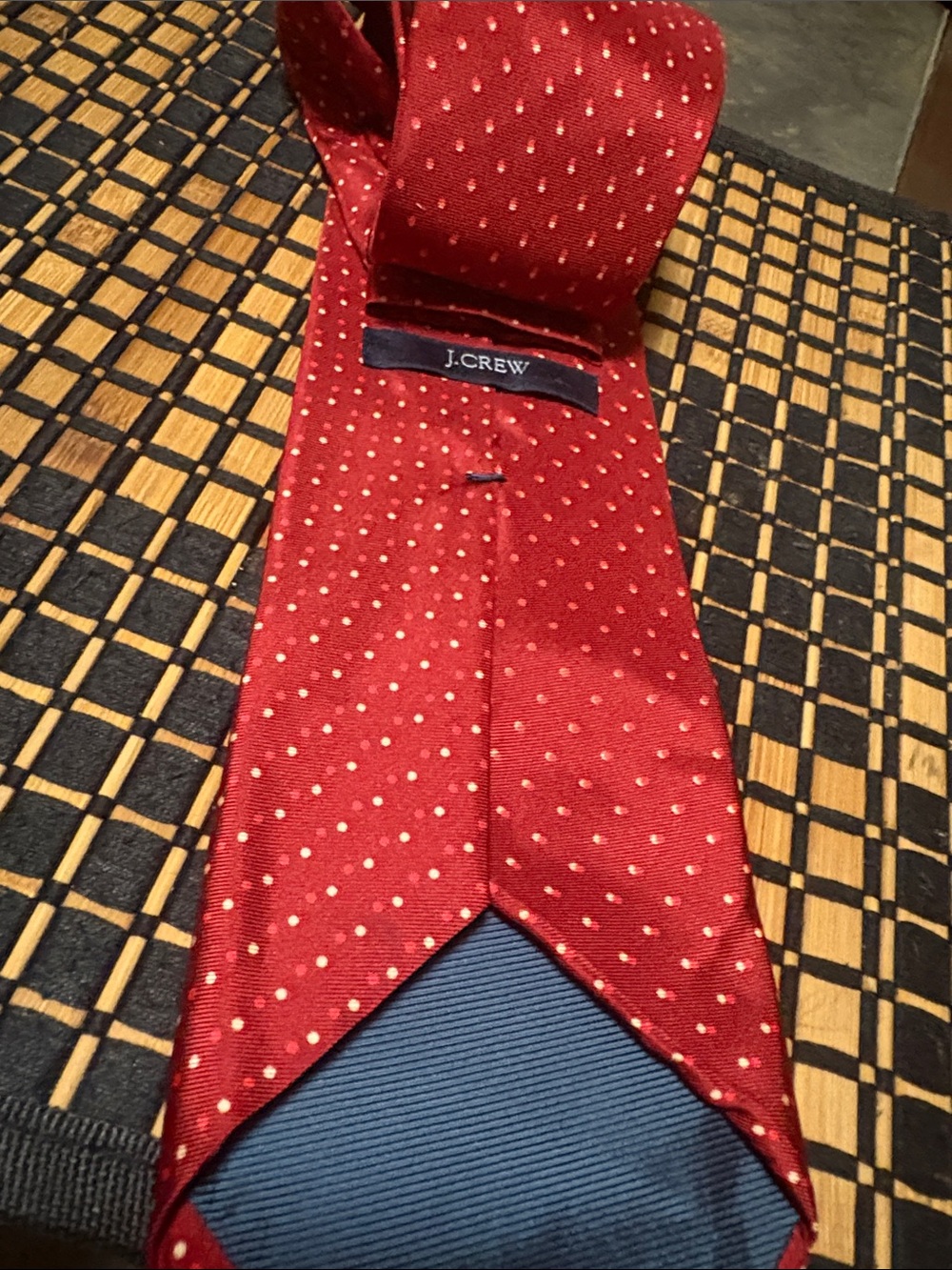 J. Crew Red Silk Tie with Cream Polka Dots